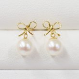［pearl304］5.5mm - 6mm リボン ピアス ホワイトピンク あこや真珠 天草 熊本 日本産