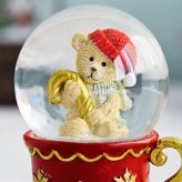 スノードーム ティーカップ ベア レッド スモール ミニ クリスマス Xmas 飾り 冬 クマ オブジェ snow dome