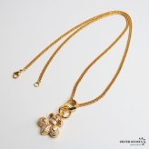 ステンレス フレアネックレス パヴェ 2カラー ダブル喜平 メンズ ペンダント 百合の紋章 ストーン ゴールド シルバー 首飾り アクセサリー 男性用 ユリモチーフ 存在感 重厚 華やか クラシカル チェーン 胸元 個性的 男性