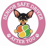 カーサイン 高齢者マーク SENIOR SAFE DRIVER スムースコートチワワ マグネット 強力 直径13cm 肉球 日本製 車 ステッカー
