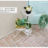 ガーデン エクステリア ブランティーク ホワイトアイアンフラワースタンド 縦型 アンティーク モダン スタイリッシュ シンプル フラワースタンド 花台 プランター インテリア 家具 天然 おしゃれ カフェ 北欧 新生活