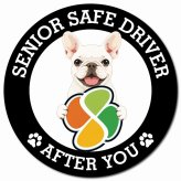 カーサイン 高齢者マーク SENIOR SAFE DRIVER フレンチブルドッグ マグネット 強力 直径13cm 肉球 日本製 車 ステッカー