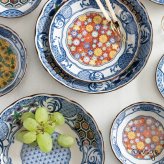 藍染小紋 三ツ組皿揃 和食器 皿セット 取り皿 小皿 プレートセット 美濃焼 和柄 電子レンジ対応 食洗機対応 結婚祝い 内祝い ギフト〈07582〉 M-mode