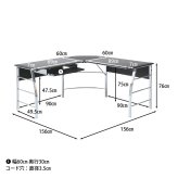 ガラスPCデスク L型 CT-1040BK ブラック・ホワイト 2色展開 パソコンデスク ワークデスク 在宅ワーク おしゃれ シンプル 新生活 家具 インテリア 不二貿易