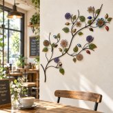 ウォールデコレーション アイアン 陶器 フラワー ウォール デコ 花の木 壁 装飾 ウォールアート ボタニカル 草花 壁飾り 壁掛け 部屋 リビング 店舗 装飾