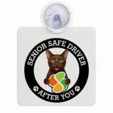 カーサイン 高齢者マーク SENIOR SAFE DRIVER ハバナブラウン 車内用 吸盤タイプ 収れん火災防止タイプ 肉球 日本製 車 ステッカー