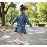 キッズ デニム セットアップ 通販 スカート 長袖デニムジャケット 女の子 女子 子供服 ガールズ 上下セット カジュアル おしゃれ オシャレ かわいい 可愛い デニムジャケット アウター 着やすい 長袖 シンプル お出かけ ギフト