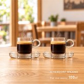 ichendorf イッケンドルフ ティーカップ 100ml ペア 箱入[カップ ソーサー セット ガラス ティーカップセット おしゃれ かわいい カップアンドソーサー 紅茶 ハーブティー ペアカップ 食洗機対応 結婚祝い プレゼント ギフト]