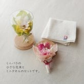 敬老の日 【ミニブーケ+今治ミニタオル】フラワーボトル ボトルフラワー ガラスドーム バラ 花 フラワーアレンジ 祖母 おばあちゃん 誕生日 お祝い お礼