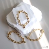 ステンレス 誕生石ブレスレット 12タイプ ハート ゴールド ペーパークリップチェーン マンテル レディース カラーストーン チャーム 大人可愛い 上品 カジュアル きれいめ 華やか 重ね付け アクセサリー 金属アレルギー対応