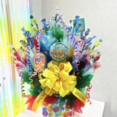「周年祝い」「開店祝い」「誕生日」「推し活」「発表会」「表彰」「昇進祝い」「卒園・卒業」「入園・入学」「お菓子」「花束」「キャンディーブーケ」　季節を超えたお世話いらずのお菓子のブーケ♡　《お菓子の賞味期限は1ヶ月以上の物をご用意しております》『ボックスフルスマイル』