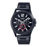 希少デザイン カシオ 腕時計 メンズ ブラック レッド 希少デザイン CASIO 海外モデル アナログ 曜日 日付 24時間計 50m防水 メタル ステンレス スポーツ プレゼント ギフト 収納ケース付き 成人 卒業 入学