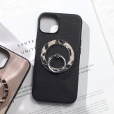 iphone15 ケース レザー リング付き iphone15Pro iphone15Plus iphone15ProMAX 本革 マグセーフ対応 magsafe 15 15pro 15plus 15promax アイフォン15 アイフォン15promax スマホリング リング ホルダー スタンド ヒョウ柄 レオパード柄 15プロ レディース ブラック 送料無料
