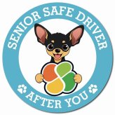 カーサイン 高齢者マーク SENIOR SAFE DRIVER スムースコートチワワ マグネット 強力 直径13cm 肉球 日本製 車 ステッカー
