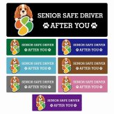 カーサイン 高齢者マーク SENIOR SAFE DRIVER イングリッシュコッカースパニエル ステッカー シール 長方形 20x6.7cm 肉球 日本製 車