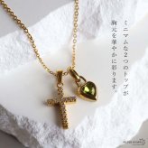 ステンレス 誕生石とパヴェクロスのネックレス 12タイプ ハート ゴールド レディース 小豆チェーン ペンダント 十字架 カラーストーン 華奢 きれいめ 大人可愛い 繊細 上品 重ね付け アクセサリー 金属アレルギー対応
