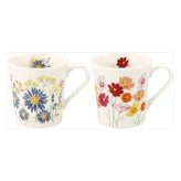 日比谷花壇 花言葉 ペアマグセット 孔雀草 コスモス マグカップ 陶器 陶磁器 食器 化粧箱入り【北海道・沖縄県・離島 配送不可】
