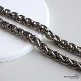 チタン製 軽い ウィートチェーンネックレス 高密度 チタンネックレス 幅7mm シルバー 燻し風加工 つけっぱなし メンズ 男性 金属アレルギー対応