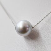 ［pearl355］9mm - 9.5mm 1粒 ネックレス シリコン式 スルーネックレス ナチュラルカラー あこや真珠 天草 熊本 日本産