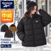Reebok リーボック 中綿ジャケット レディース 長袖 アウター スタンドカラー フルジップ  軽量 防寒 あたたかい ロゴ スポーツ ブランド 大きいサイズ ゆったり ユニセックス 大人 カジュアル アウター 春 秋 冬 M L LL 黒 別注 2026fw karlas