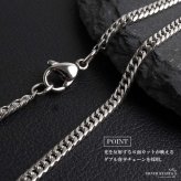 ステンレス クロスネックレス ストーンネックレス ペンダントネックレス ダブル喜平チェーン 6面カット 細身 シルバー 十字架 キラキラ メンズ 男性 金属アレルギー対応