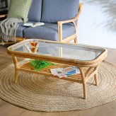 サイドテーブル ラタン ピーコックテーブル Ohana T1000ND 家具 籐家具 インテリア テーブル コーヒーテーブル 机 花台 籐 ガラス 旅館 ホテル リビング 縁側 寝室 アジアン を合わせたサイドテーブル クラシック 天然木 新築祝い 引越し祝い