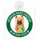 カーサイン 高齢者マーク SENIOR SAFE DRIVER ノーリッチテリア 車内用 吸盤タイプ 収れん火災防止タイプ 肉球 日本製 車 ステッカー