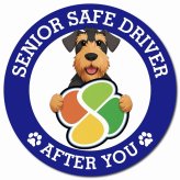 カーサイン 高齢者マーク SENIOR SAFE DRIVER エアデールテリア マグネット 強力 直径13cm 肉球 日本製 車 ステッカー