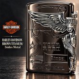 ZIPPO ライター ハーレー ダビッドソン ジッポ チョコブラウン チタン加工 3面大型メタル イーグル HARLEY-DAVIDSON 日本国内限定モデル かっこいい ギフト