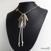 ステンレス フェザーネックレス インディアンジュエリー ペンダントネックレス メンズネックレス ゴールド シルバー 太角 あずきチェーン 細身 羽根 イーグル 精巧 立体的 男性 金属アレルギー対応