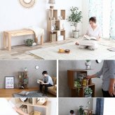 ラック 収納力抜群 S字型ディスプレイ Wake お部屋のデッドスペースを有効活用 自由なレイアウト 間仕切り 飾りながらたっぷり収納 シンプル コンパクトサイズ 木目柄シート仕上げ オープン ECR128019 新生活