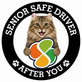 カーサイン 高齢者マーク SENIOR SAFE DRIVER アメリカンカール ステッカー シール 直径13cm 肉球 日本製 車
