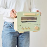 誕生日プレゼント PolarB ポーラービー おままごと オーブンレンジ オーブン ままごとセット 木製 木のおもちゃ お料理ごっこ ごっこ遊び フードパーツ12点 ピザ クッキー トレー付き 持ち手付き 音が鳴る 知育玩具 北欧 くすみカラー おしゃれ 小物入れ 男の子 女の子 お祝い ギフト