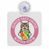 カーサイン 高齢者マーク SENIOR SAFE DRIVER アメリカンワイヤーヘア 車内用 吸盤タイプ 収れん火災防止タイプ 肉球 日本製 車 ステッカー