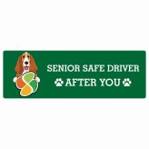 カーサイン 高齢者マーク SENIOR SAFE DRIVER バセットハウンド ステッカー シール 長方形 15x5cm 肉球 日本製 車