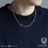 チタン製 軽い あずきチェーンネックレス 長小豆 マンテルネックレス チタンネックレス 幅7mm シルバー 燻し風加工 つけっぱなし メンズ 男性 金属アレルギー対応