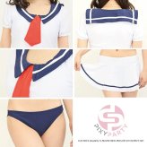 水着素材 コスプレ セーラー服 レディース PixyParty ピクシーパーティー マリンセーラー 3点セット セパレート 水着 コスプレ水着 セーラー水着 スカート付き パッド入り S M L ネイビー ホワイト ライトブルー かわいい セクシー 撮影会 個撮 イベント ハロウィン 仮装