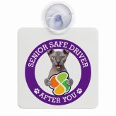 カーサイン 高齢者マーク SENIOR SAFE DRIVER ユークレニアンレフコイ 車内用 吸盤タイプ 収れん火災防止タイプ 肉球 日本製 車 ステッカー