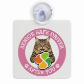 カーサイン 高齢者マーク SENIOR SAFE DRIVER クリリアンボブテイル 車内用 吸盤タイプ 収れん火災防止タイプ 肉球 日本製 車 ステッカー