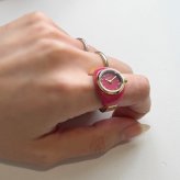 フォッシル リングウォッチ 指時計 ブランド レディース ピンク ゴールド 指輪型 伸縮式 フリーサイズ コンパクト ミニマル おしゃれ 可愛い アクセサリー FOSSIL 彼女 女友達 ギフト 誕生日 記念日 成人 卒業 入学