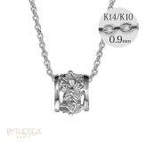 ゴールド ネックレス ハワイアンジュエリー ネックレス ホワイトゴールド バレル 樽 ハイビスカス透かし 14K K14ホワイトゴールド 14k カットあずきチェーン太0.9mm ギフトラッピング可能 彼女 妻 女性 レディース プレゼント ハロウィン 【品番：CG-GP106W-CH123】