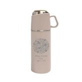茶こし付き ワンプッシュ&カップ ボトル ベージュ 名入れ ワンタッチ 500ml 水筒 ステンレス ストレーナー 誕生日 母の日 入学祝い 保温保冷