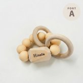 【SALE ￥1980→￥1480】名入れ無料 木製 歯固めリング ガラガラ付（ストーン）歯固め 名入れ 誕生日 ベビー 木製玩具 出産祝い ベビー用品 0歳 1歳 おしゃぶり ファーストトイ 歯茎マッサージ プレゼント ギフト かわいい シリコン【ポスト投函】
