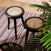 ダイニング家具 スツール ラタンチェア 木製 スペース チーク 無垢材 ラタン カゴメ編み 軽い おしゃれ バリ家具 リビング 玄関 ダイニングチェア 椅子 チェア 北欧 ジャパンディ ベンチ ナチュラル シンプル アジアン家具