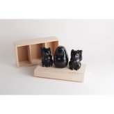 【縁起物×天然石】Jeramic開運招福セット / 招き猫×だるま / 黒 / 3体セット / ギフトボックス付き / 瀬戸焼 置物【送料無料（北海道・沖縄を除く）】