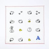 スヌーピー ミニタオル アイコン(A) イニシャル アイボリー ハンカチ SNOOPY