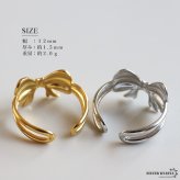 ステンレス リボンリング ノットリング 結び目 個性的 ゴールド 18K GP シルバー フリーサイズ レディース 女性 指輪 金属アレルギー対応