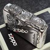 ZIPPO ハーレー ダビッドソン ジッポライター シルバー燻し 大型3面メタル 彫刻 かっこいい 日本限定モデル おしゃれ ウィング メンズ ギフト プレゼント