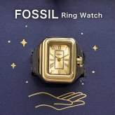 フォッシル リングウォッチ 指時計 ブランド レディース スクエア ゴールド 指輪型 伸縮式 フリーサイズ コンパクト ミニマル おしゃれ 可愛い アクセサリー FOSSIL 彼女 女友達 ギフト 誕生日 記念日 成人 卒業 入学