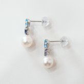 ［pearl617］ 6mm - 6.5mm ホワイトピンク 半貴石 ピアス あこや真珠